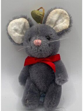 Vintage Dankin Mouse Christmas Ornament 1988 Wool Jointed 4.5"